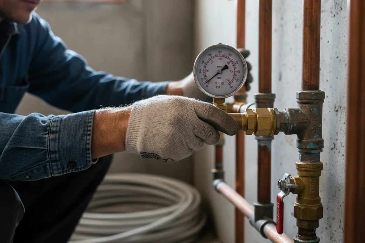 Pressure testing a repaired line during Water Line Repair in Quincy
